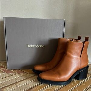 Franco Sarto Women's Tan Leather Ankle Boots